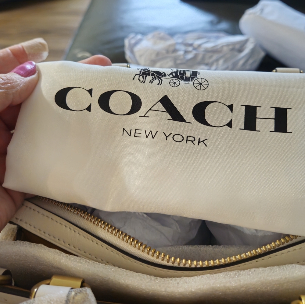 Coach Rogue 25 NYC Sketch Print Leather Satchel Crossbody Bag Chalk White - Picture 12 of 16